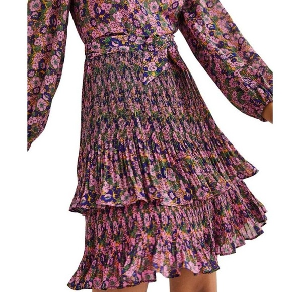 NWT Boden Plisse Pink Floral Ruffle Mini Dress Sz 8 - Picture 2 of 16